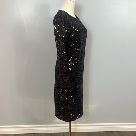 Aqua Black Dress with all over Gold Tone Sequins - Picture 14 of 17